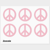 Sticker Rond Symbole de paix rose pâle et blanc (Feuille)
