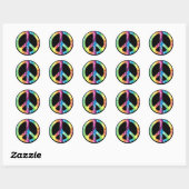 Sticker Rond Symbole de paix Tie Dye (Feuille)