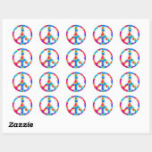 Sticker Rond Symbole de paix Tie Dye Encre (Feuille)