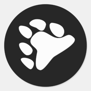 STICKER ROND SYMBOLE DE PAW BLANC