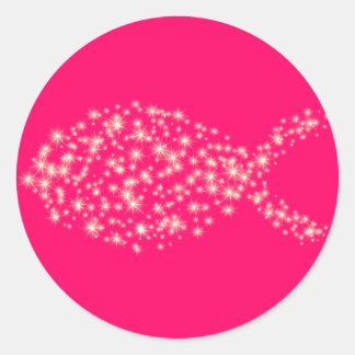 Sticker Rond Symbole de poisson chrétien parties scintillant