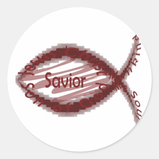 Sticker Rond Symbole de poisson Jésus Sauveur (Devant)