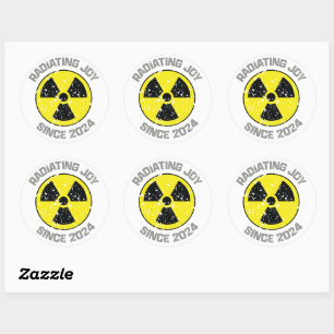 Sticker Rond Symbole de radiation rayonnant Joie depuis 2024