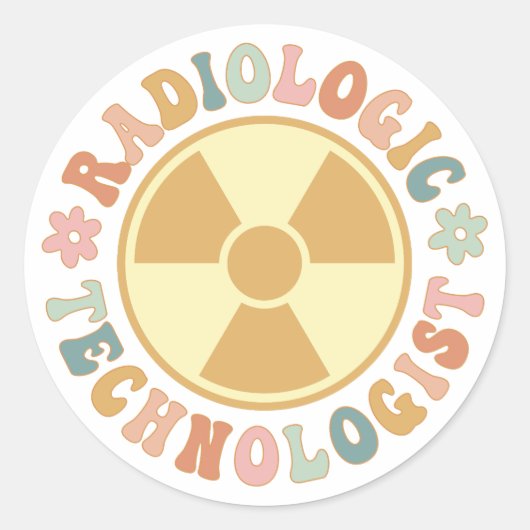 Sticker Rond Symbole de rayonnement, Technologue en radiologie (Devant)