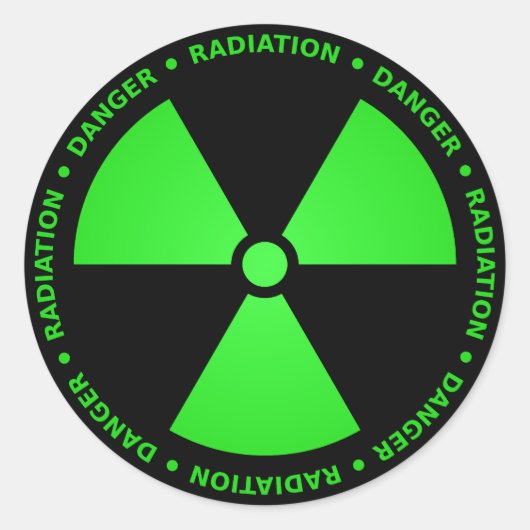 Sticker Rond Symbole de rayonnement vert et noir (Devant)