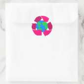 Sticker Rond symbole de recyclage rose (Sac)