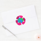 Sticker Rond symbole de recyclage rose (Enveloppe)