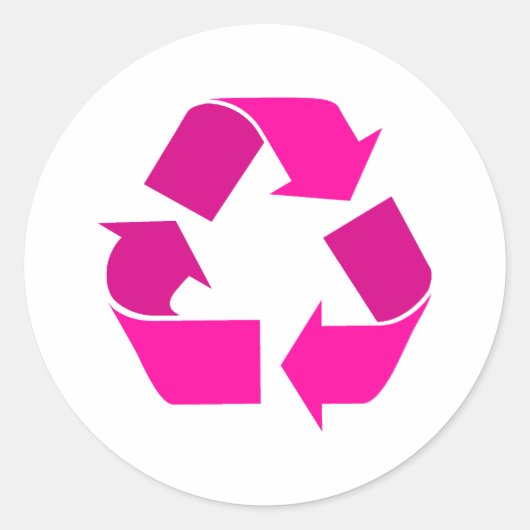 Sticker Rond symbole de recyclage rose (Devant)