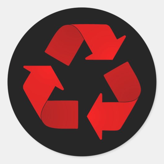 Sticker Rond Symbole de recyclage rouge (Devant)