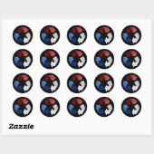Sticker Rond Symbole de recyclage rouge, blanc et bleu (Feuille)