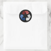 Sticker Rond Symbole de recyclage rouge, blanc et bleu (Sac)