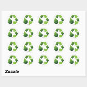STICKER ROND SYMBOLE DE RECYCLE AVEC FEUILLE (Feuille)