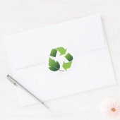 STICKER ROND SYMBOLE DE RECYCLE AVEC FEUILLE (Enveloppe)