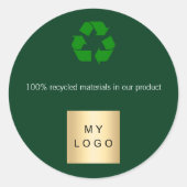 Sticker Rond Symbole de recycleur vert logo commercial produit (Devant)