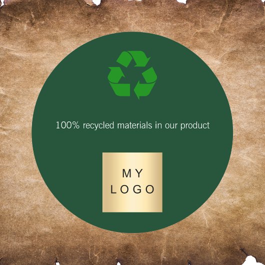 Sticker Rond Symbole de recycleur vert logo commercial produit