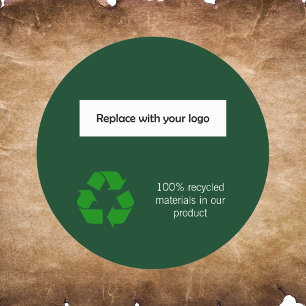 Sticker Rond Symbole de recycleur vert logo commercial produit