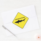 Sticker Rond Symbole de "requin avertisseur" jaune (Enveloppe)