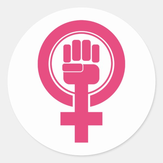 Sticker Rond Symbole de résistance de la main des femmes (Devant)
