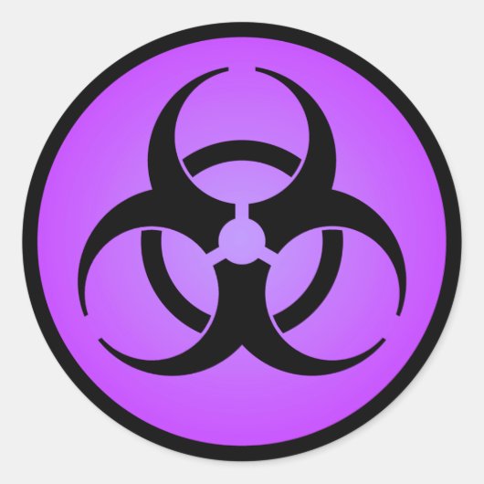Sticker Rond Symbole de risque biologique pourpre (Devant)
