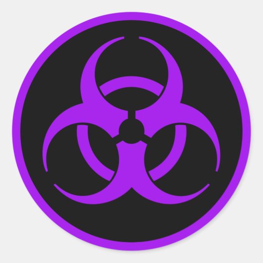 Sticker Rond Symbole de risque biologique pourpre (Devant)