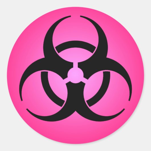 Sticker Rond Symbole de risque biologique rose (Devant)