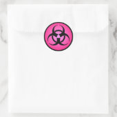 Sticker Rond Symbole de risque biologique rose (Sac)