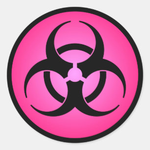 Sticker Rond Symbole de risque biologique rose