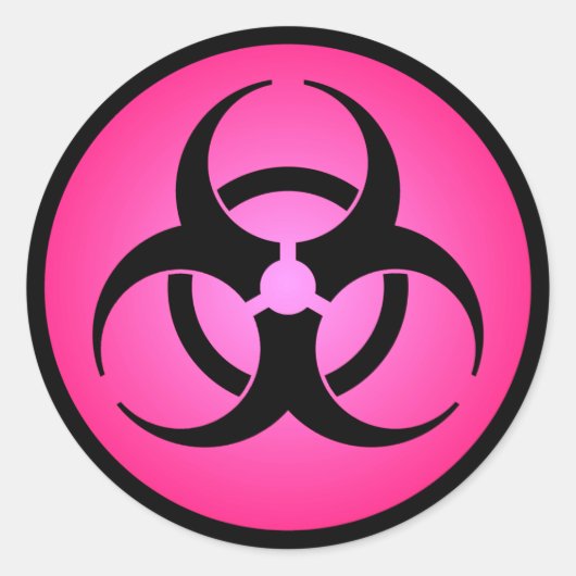 Sticker Rond Symbole de risque biologique rose (Devant)