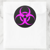 Sticker Rond Symbole de risque biologique rose Geeky (Sac)