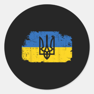 Sticker Rond Symbole de trident du drapeau ukrainien Tryzub ukr