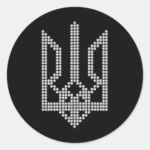 Sticker Rond Symbole de trident ukrainien - Je suis avec l'Ukra