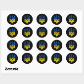 Sticker Rond Symbole de trident ukrainien - Support de drapeau (Feuille)