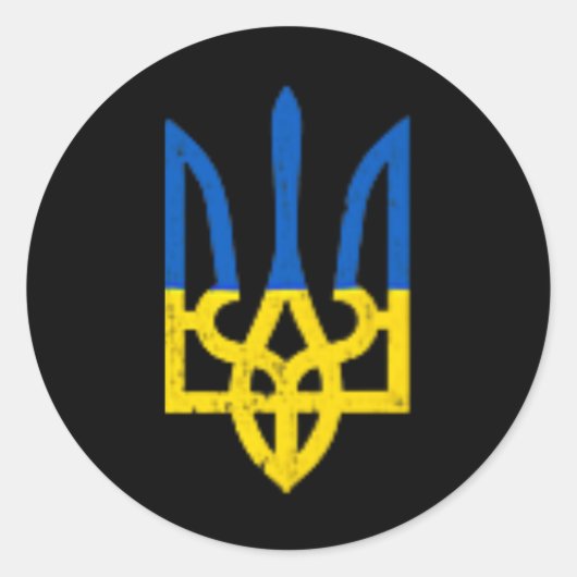 Sticker Rond Symbole de trident ukrainien - Support de drapeau (Devant)