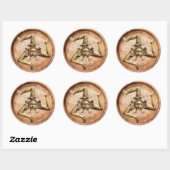 Sticker Rond Symbole de Trinacria de Sicile (Faux Wood) (Feuille)