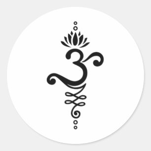 Sticker Rond Symbole de yoga Mantra Om Fleur de Lotus Ornement