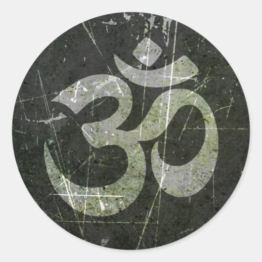 Sticker Rond Symbole de Yoga Om griffé et porté (Devant)