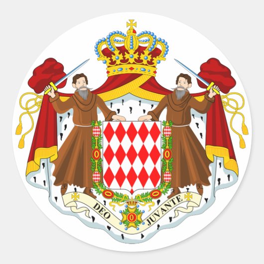 Sticker Rond Symbole d'Heraldry de Monaco (Devant)