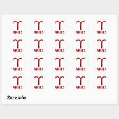 Sticker Rond Symbole d'horoscope de Red Aries (Feuille)