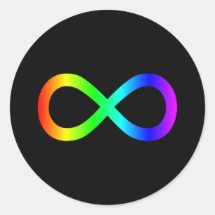 Sticker Rond Symbole d'infini arc-en-ciel