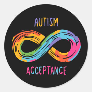 Sticker Rond Symbole d'infini arc-en-ciel coloré d'acceptation