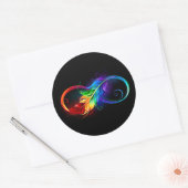 Sticker Rond Symbole d'infini avec plume arc-en-ciel (Enveloppe)