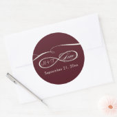 Sticker Rond Symbole d'infini Script d'amour Mariage de Bourgog (Enveloppe)