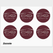 Sticker Rond Symbole d'infini Script d'amour Mariage de Bourgog (Feuille)
