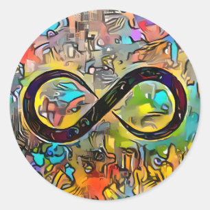 Sticker Rond Symbole d'infini   Sensibilisation sur l'autisme N