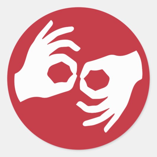 Sticker Rond Symbole d'interprétation de la langue des signes (Devant)