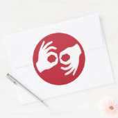 Sticker Rond Symbole d'interprétation de la langue des signes (Enveloppe)