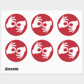 Sticker Rond Symbole d'interprétation de la langue des signes (Feuille)