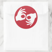 Sticker Rond Symbole d'interprétation de la langue des signes (Sac)