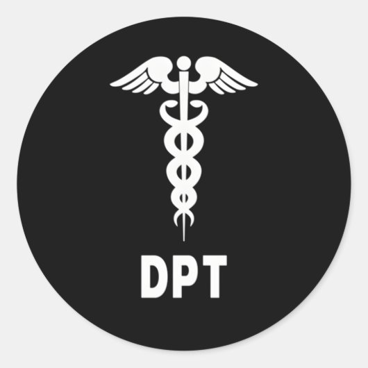 Sticker Rond Symbole Docteur En Thérapie Physique Dpt Caduceus (Devant)