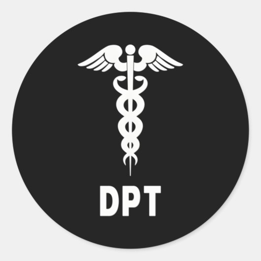 Sticker Rond Symbole Docteur En Thérapie Physique Dpt Caduceus (Devant)